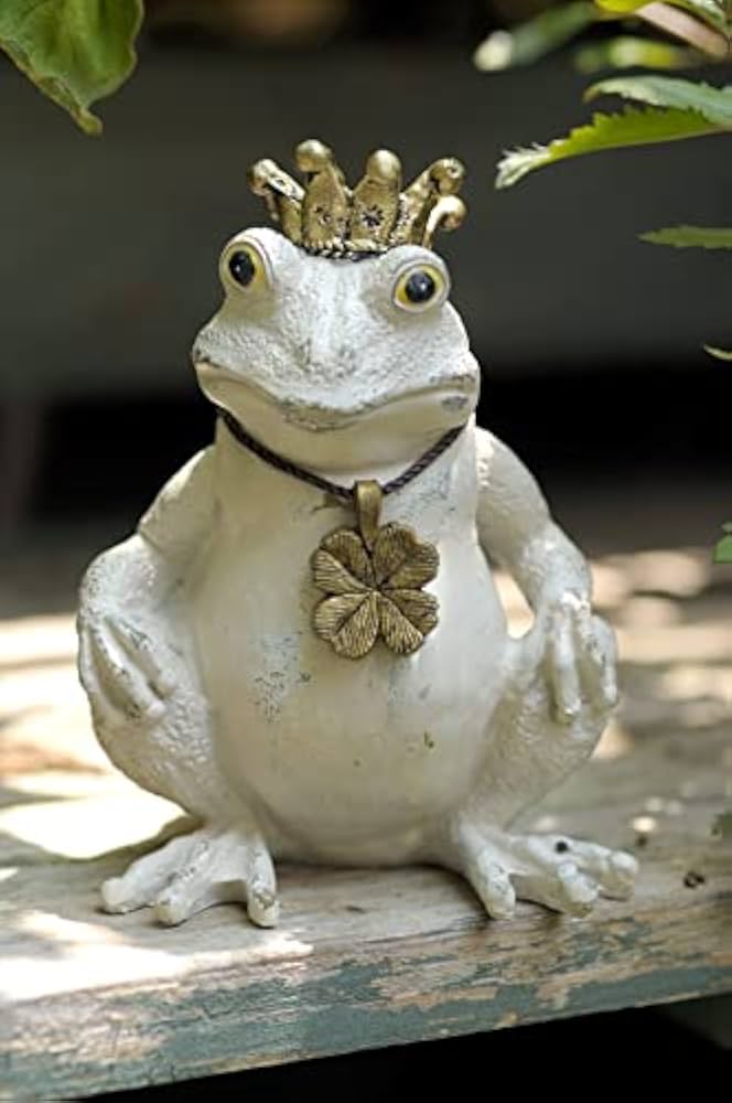 Amazon.co.jp: 王冠をかぶった3匹のカエルが楽しそうな オブジェ 置物