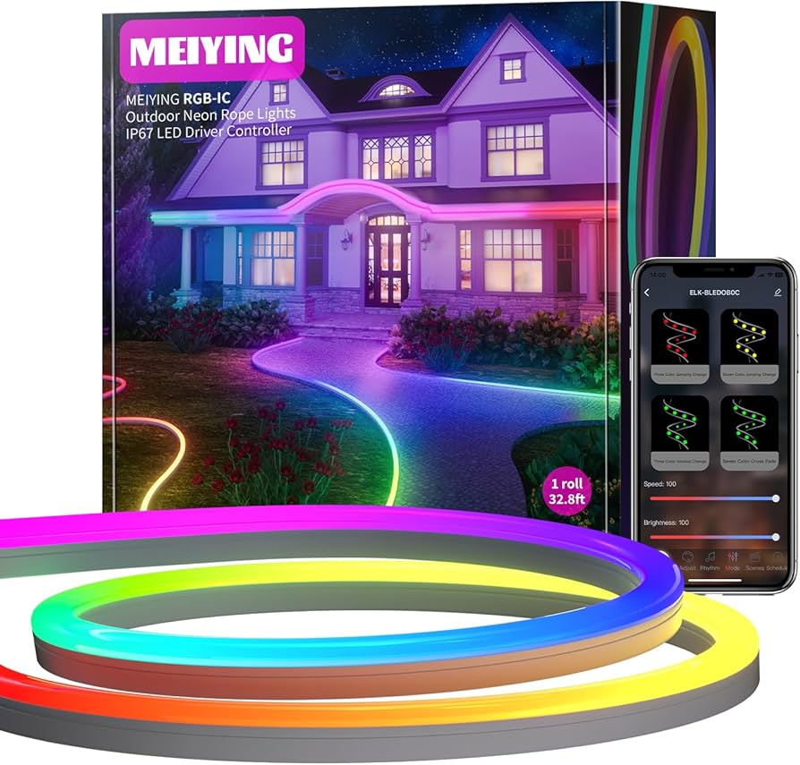 Amazon.com: MEIYING Outdoor Neon Rope Lights,32.8ft RGB-IC IP67