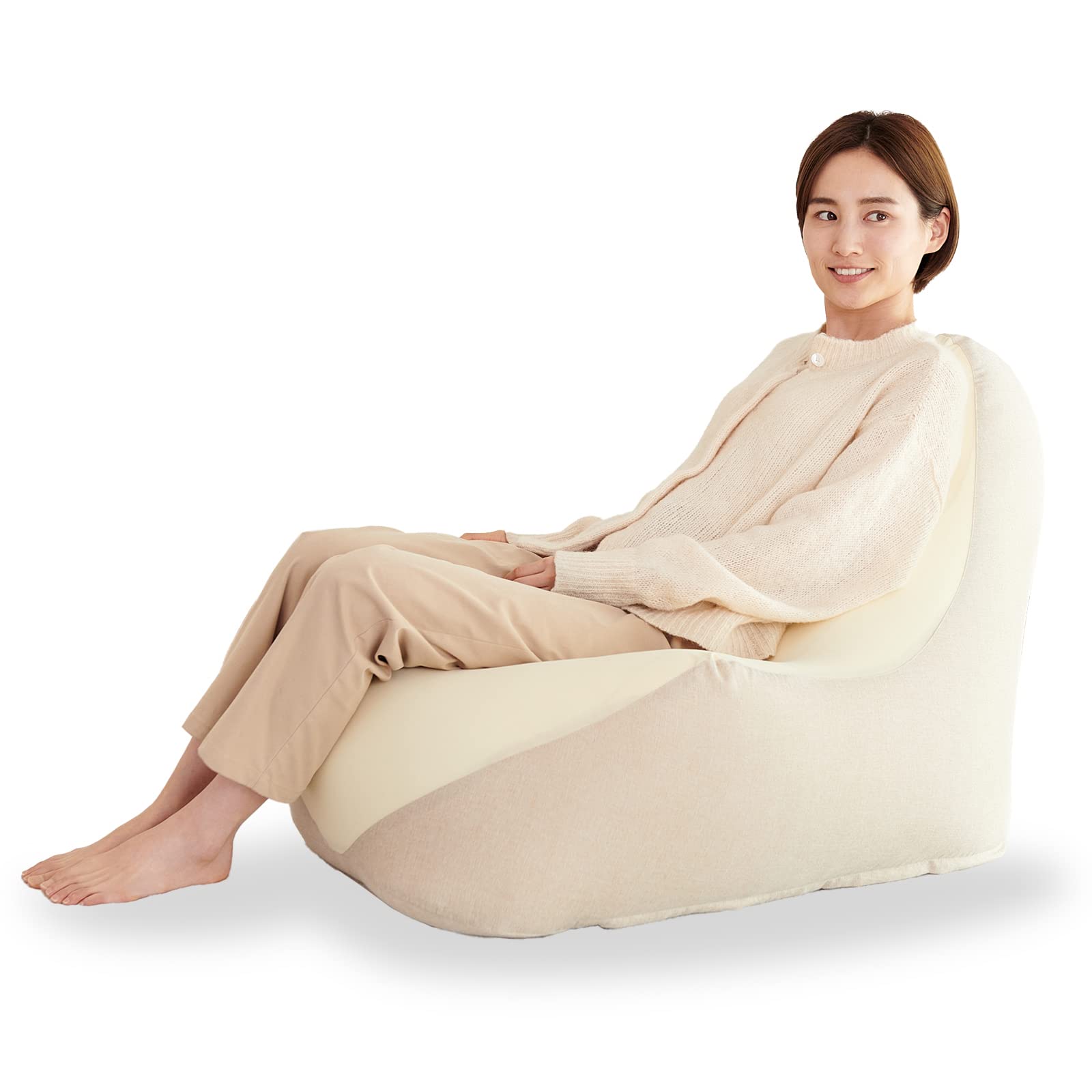Amazon.co.jp: ビーズクッション 背もたれ Lサイズ 特大 アイボリー 72