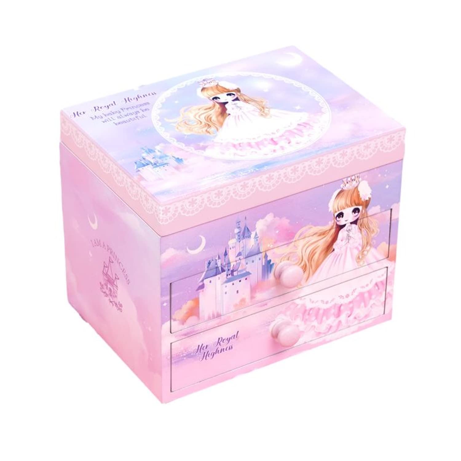 Amazon | 木製 子供用 オルゴール付 アクセサリー ケース ジュエリー