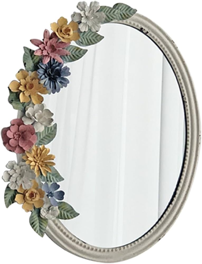 戸塚刺繍(美品) 花柄デザインの楕円形ミラー 他に ウェルカム額(追加)