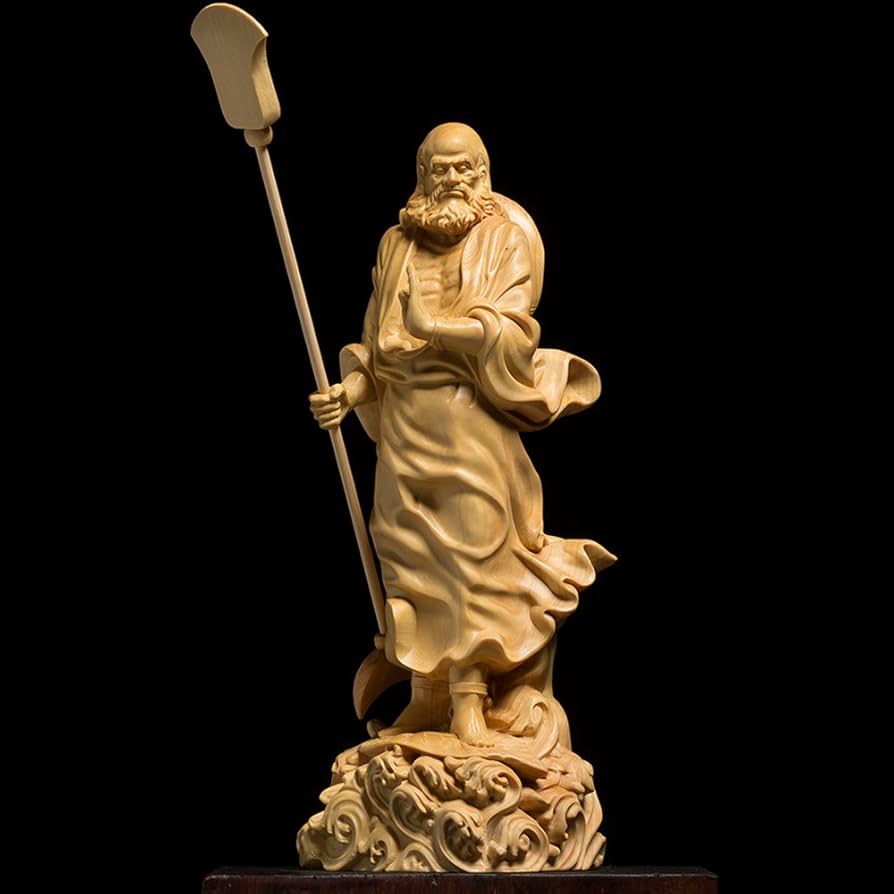 Amazon.co.jp: [華能] 達磨大師立像 高級天然ツゲ木彫り達磨像 木製