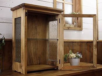 Amazon.co.jp: キャビネット 木製 ひのき アンティークブラウン 透明