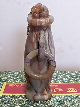 Amazon.co.jp: 中国 最上級 巴林石 神獣 自在遊環双耳壺形 玉器 置物