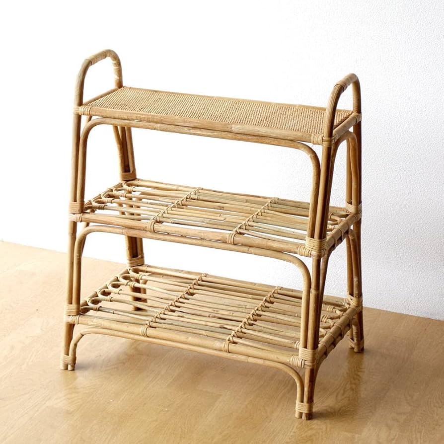 Amazon｜シェルフ おしゃれ 3段 ラタン ディスプレイラック オープン