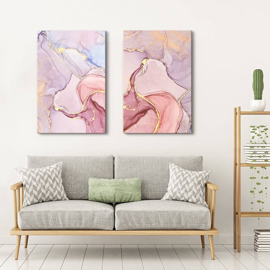 Amazon｜ピンクかざりパネル 紫絵画 抽象画 油絵 幾何学 アート 韓国