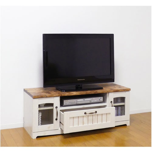 テレビ台 テレビボード 木目調 カントリースタイル クロスガラス 小物