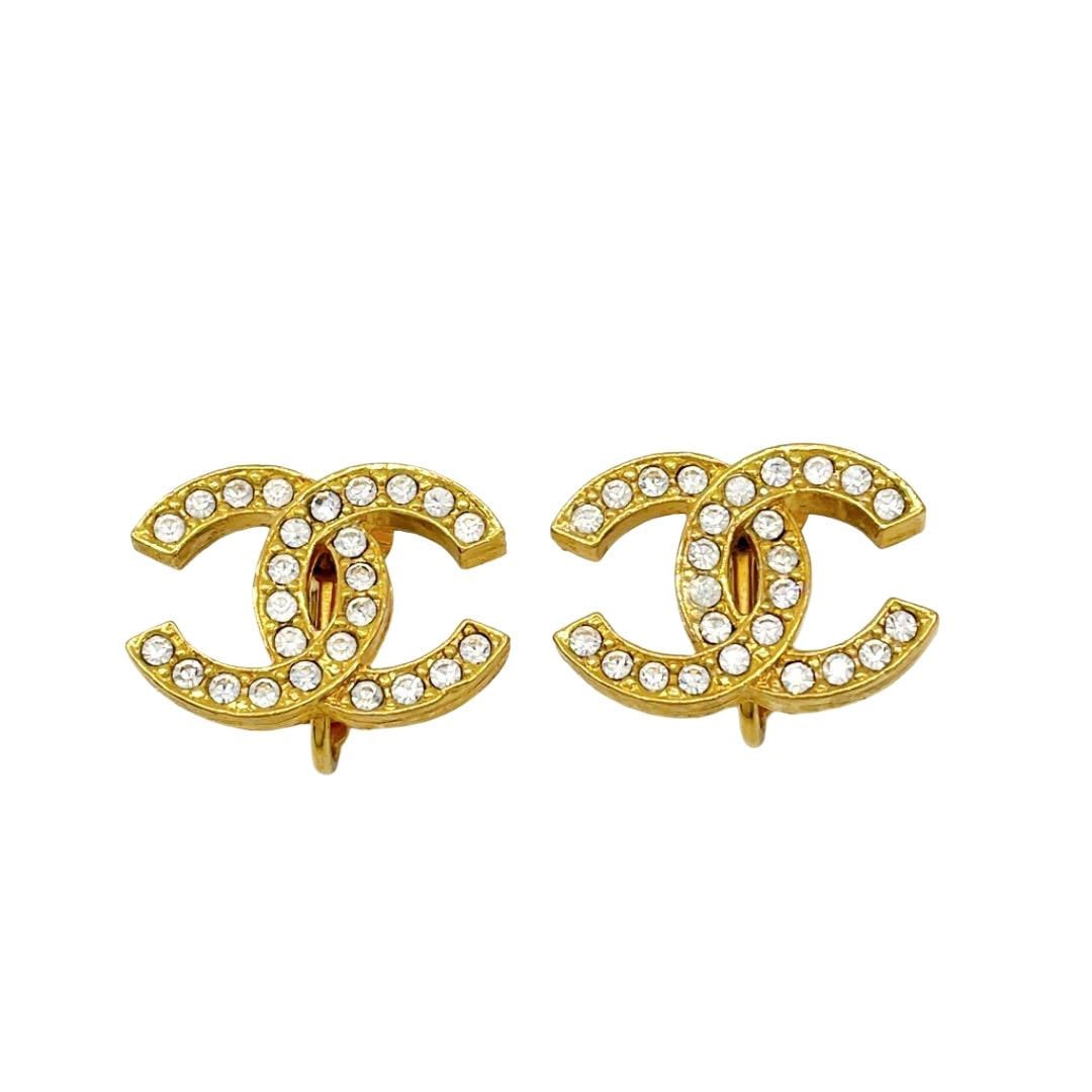 CHANEL シャネル イヤリング ココマーク ラインストーン ゴールド