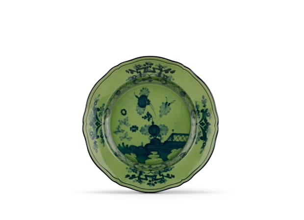 Malachite green dessert plate in porcelain | GINORI 1735