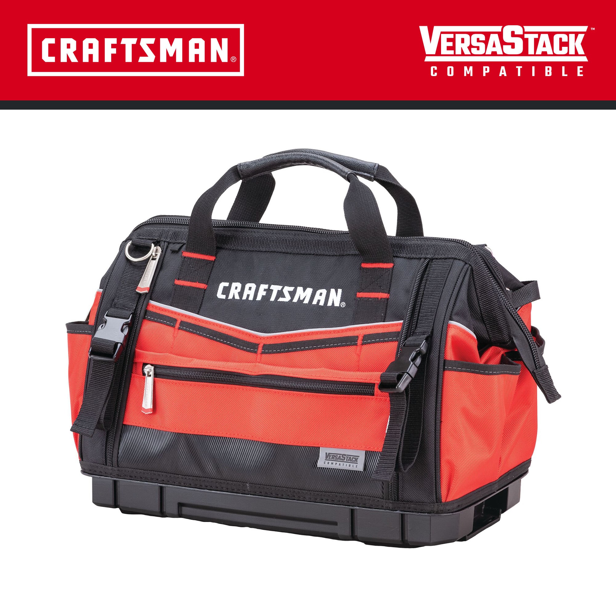 CRAFTSMAN VERSASTACK Red/Black Polyester 17-in Zippered Tool Bag
