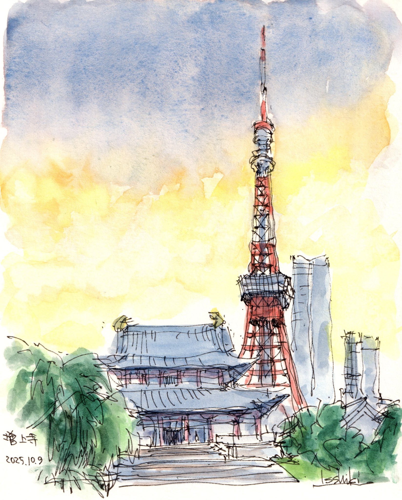4445）タイの寺院画・宗教画？？？ 水彩系の直筆 詳細不明 4445）タイ