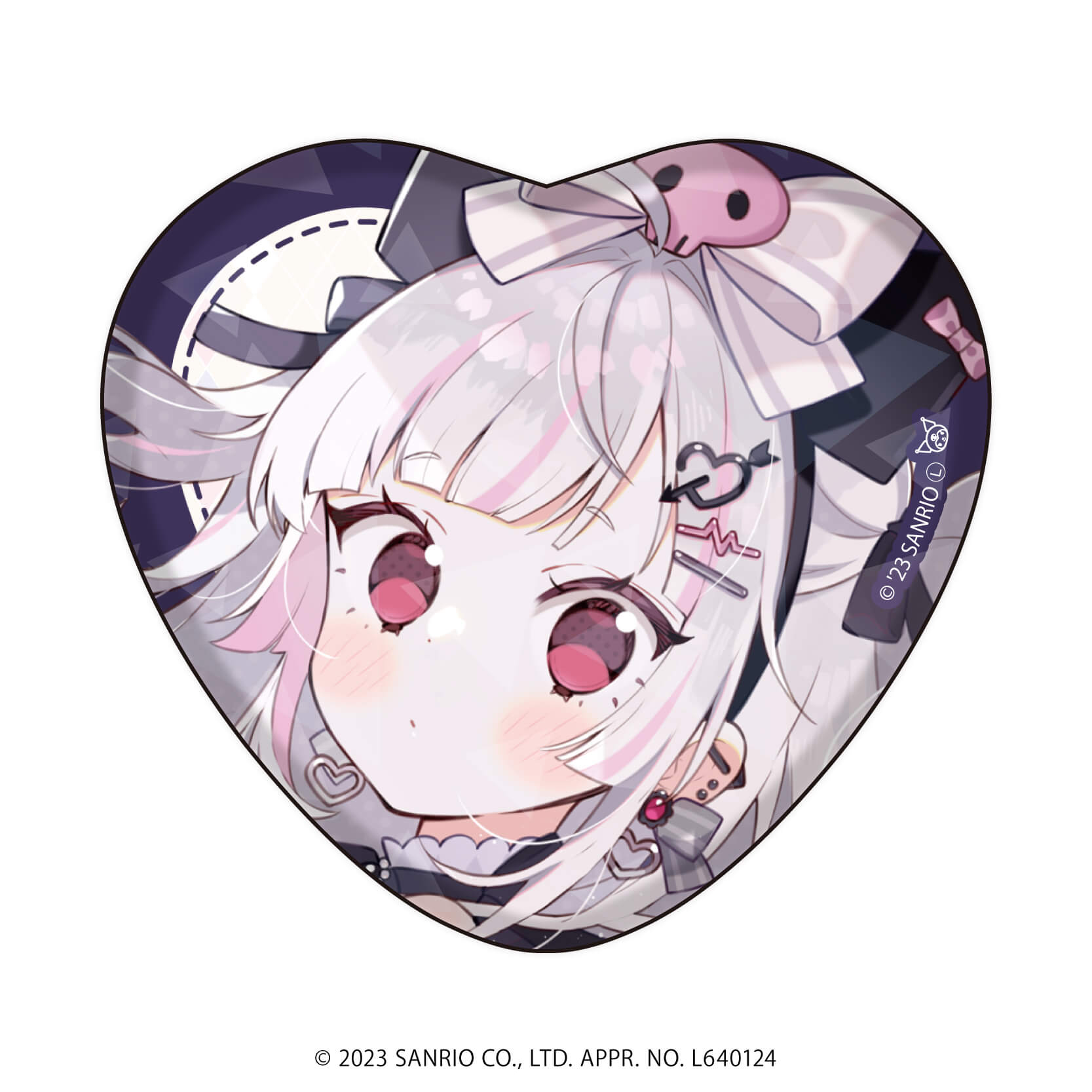 上倉エク×サンリオキャラクターズ｜ホログラムハート型缶バッジ「上倉