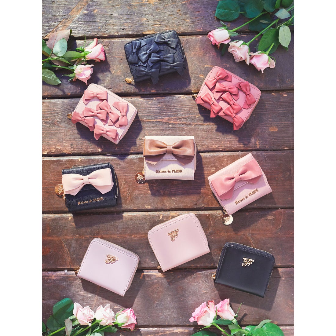 メゾン ド フルール Maison de FLEUR Fロゴ二つ折りミニウォレット