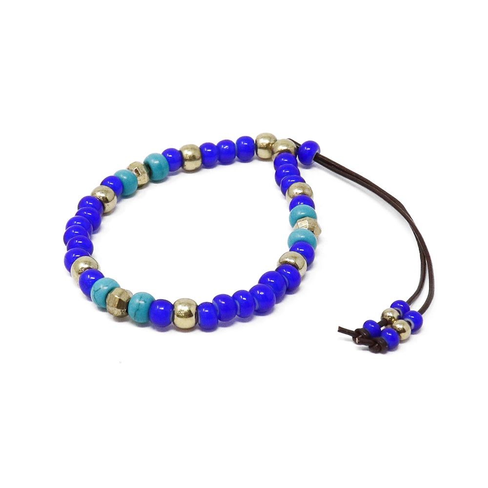 ブレスレット メンズ 6mm ホワイトハーツ ビーズ ネイティブアメリカン