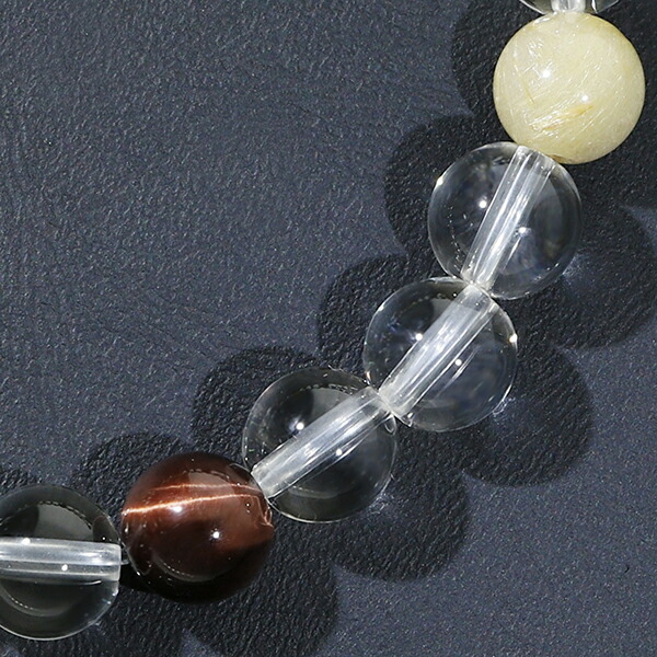 タイガーアイ ルチルクォーツ 水晶 ブレスレット 8mm 18cm メンズM