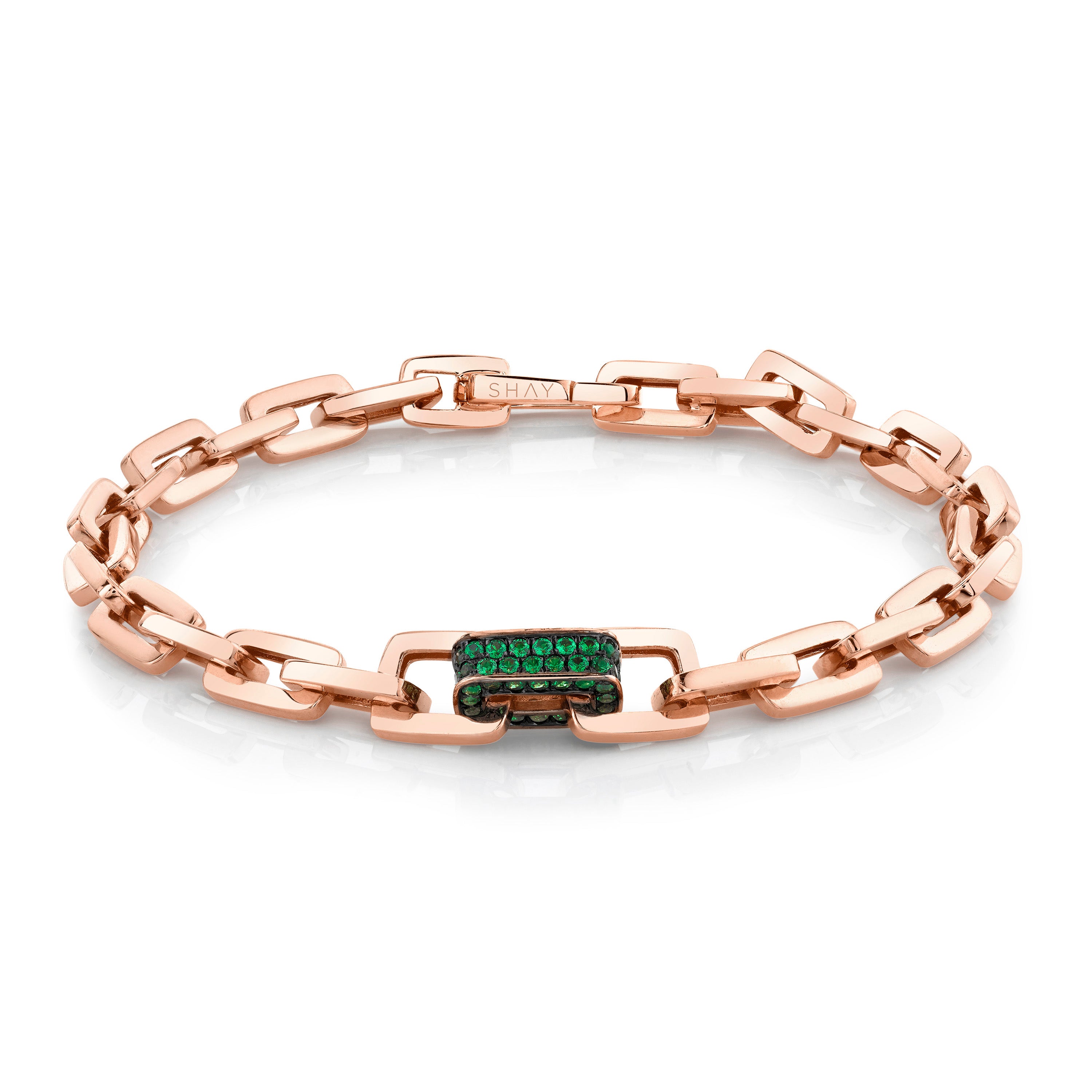 GREEN GARNET SINGLE DECO LINK BRACELET