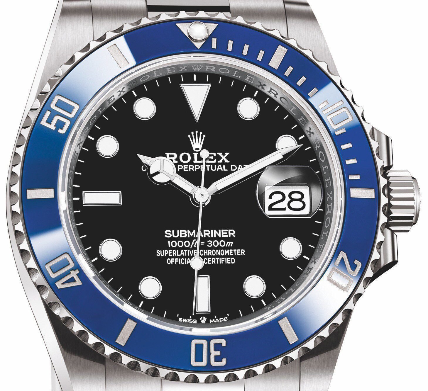 Rlx Submariner Date Silver Blue Black Dial Watch