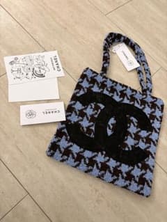CHANEL トートバッグ 青と茶色のハウンドトゥース ノベルティ - メルカリ