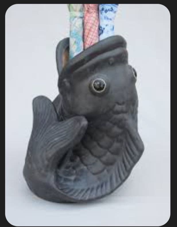 大きな 陶器製 魚 置物 傘立て 花入れ オブジェ インテリア