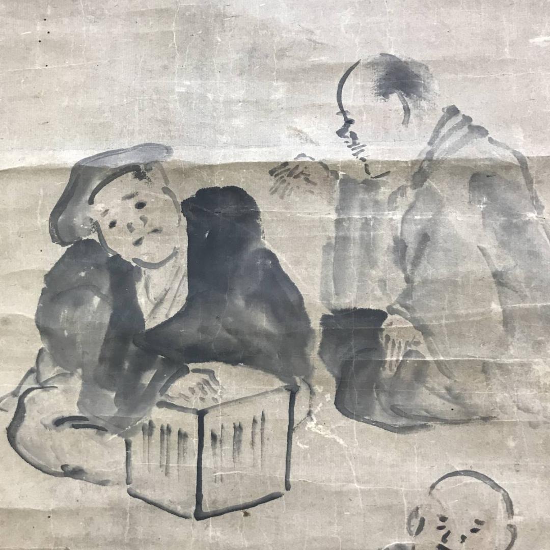 模写】与謝蕪村外合作/人物俳句合作/人物図/掛軸/名家伝来/AD-790