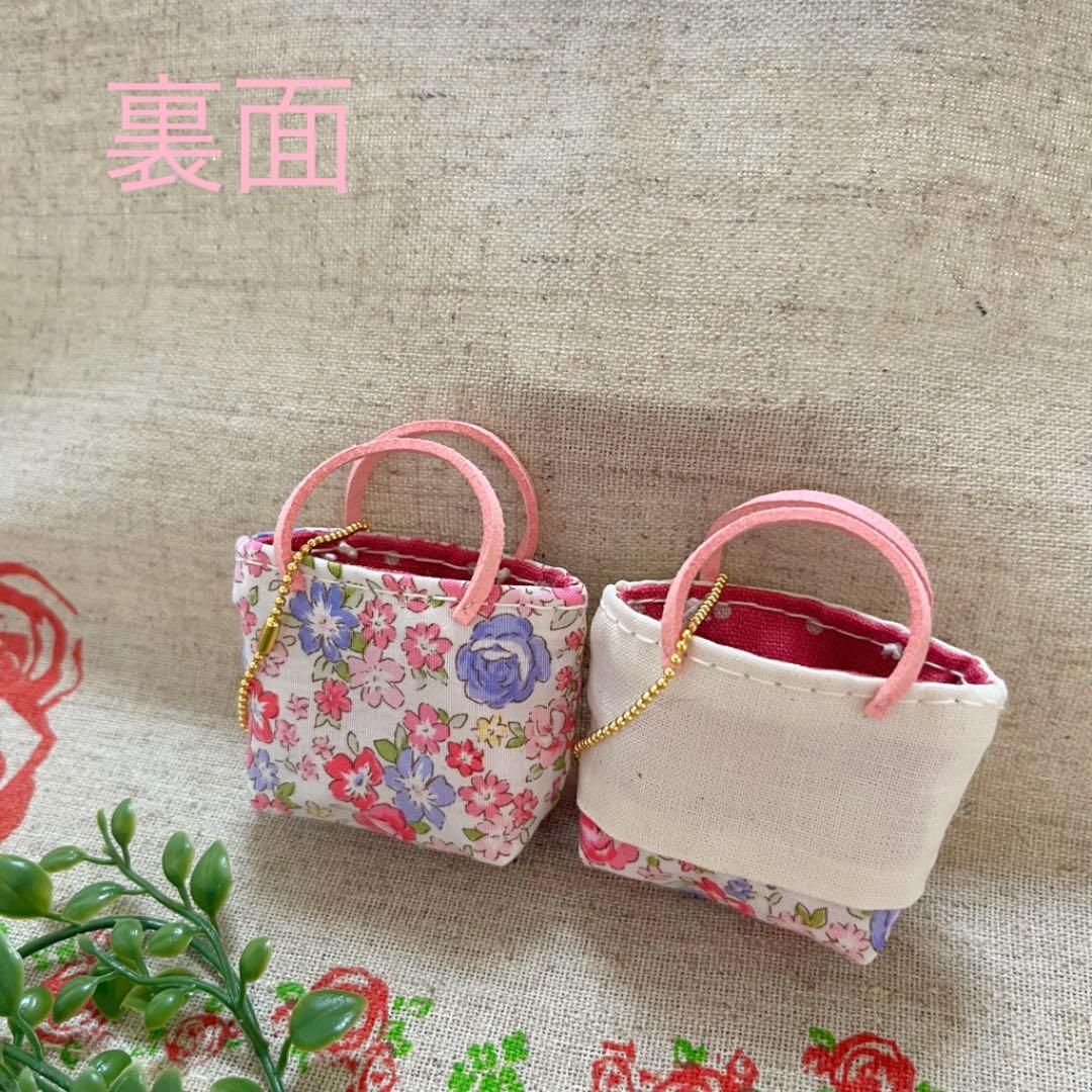 No.2203-63 ミニチュアトートサシェ（香り袋）2個セット ピンクローズ