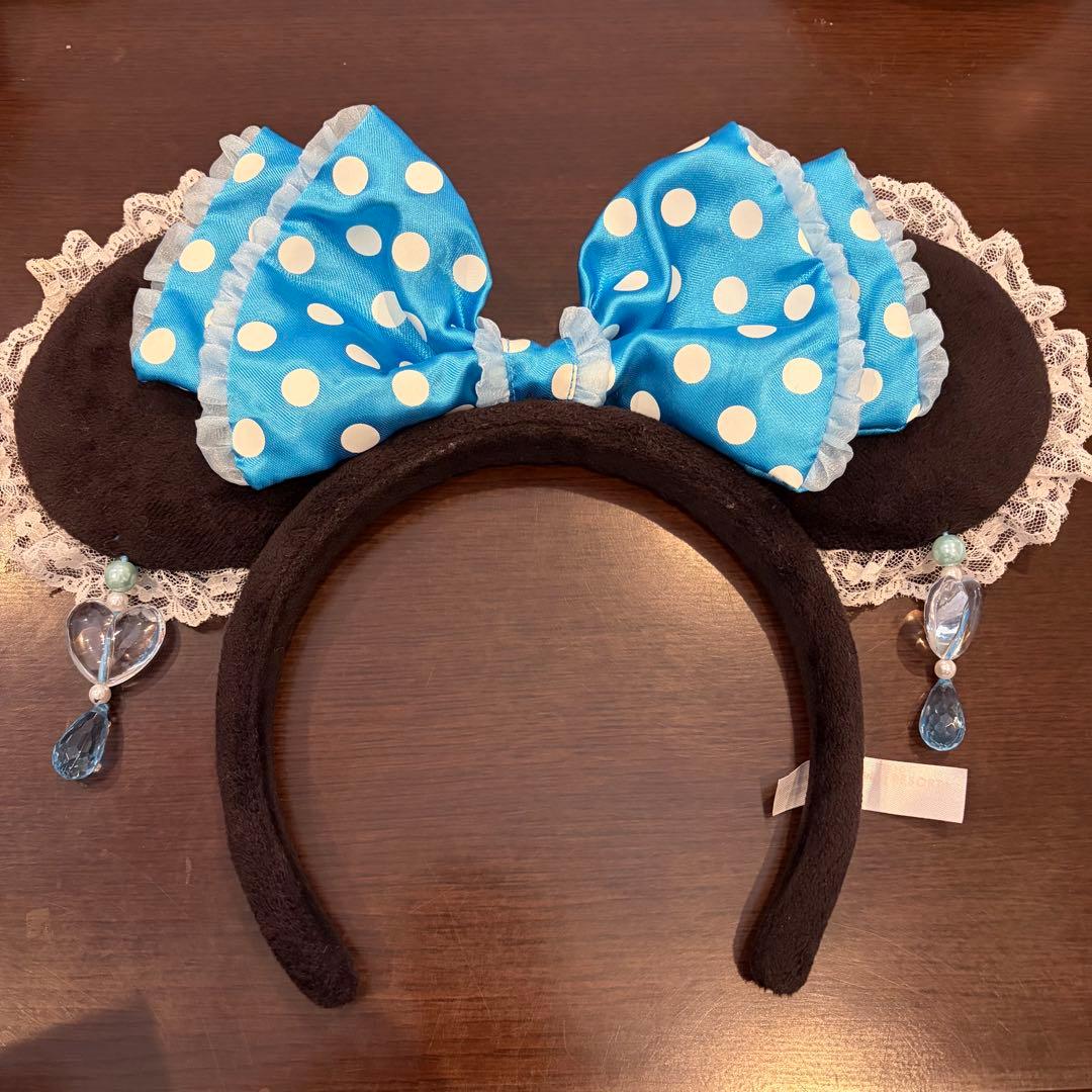 ディズニー ミニー カチューシャ 水色 イヤリング - メルカリ