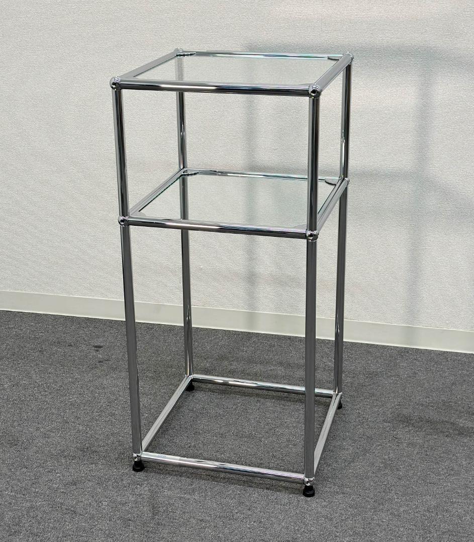 正規品!ほぼ未使用品■USMハラー■スリム　オープンシェルフ　1列2段　ガラス 正規品!ほぼ未使用品□USMハラーシステム□小型 スリム オープン