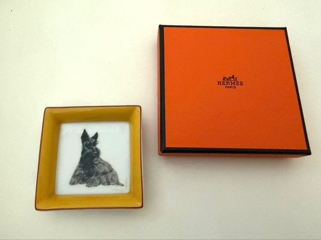 HERMES エルメス スコティッシュテリア スクエアプレート 犬 楽天市場】【中古】 エルメス スコティッシュテリア トレイ プレート
