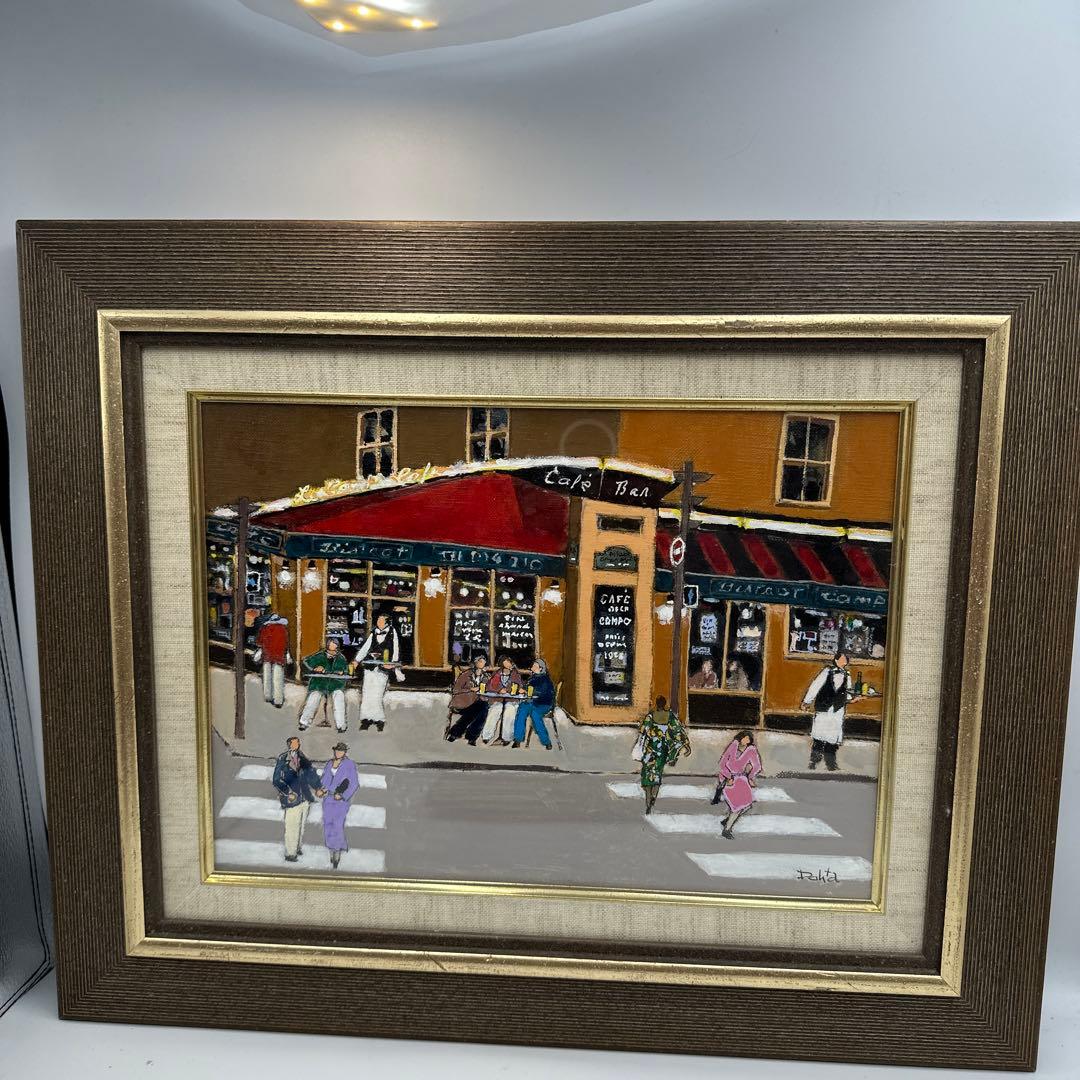 カフェの風景 油彩画 絵画 油絵 風景画F6 パリのカフェ 斉藤 要画 : 大瑠堂 - 通販 - Yahoo