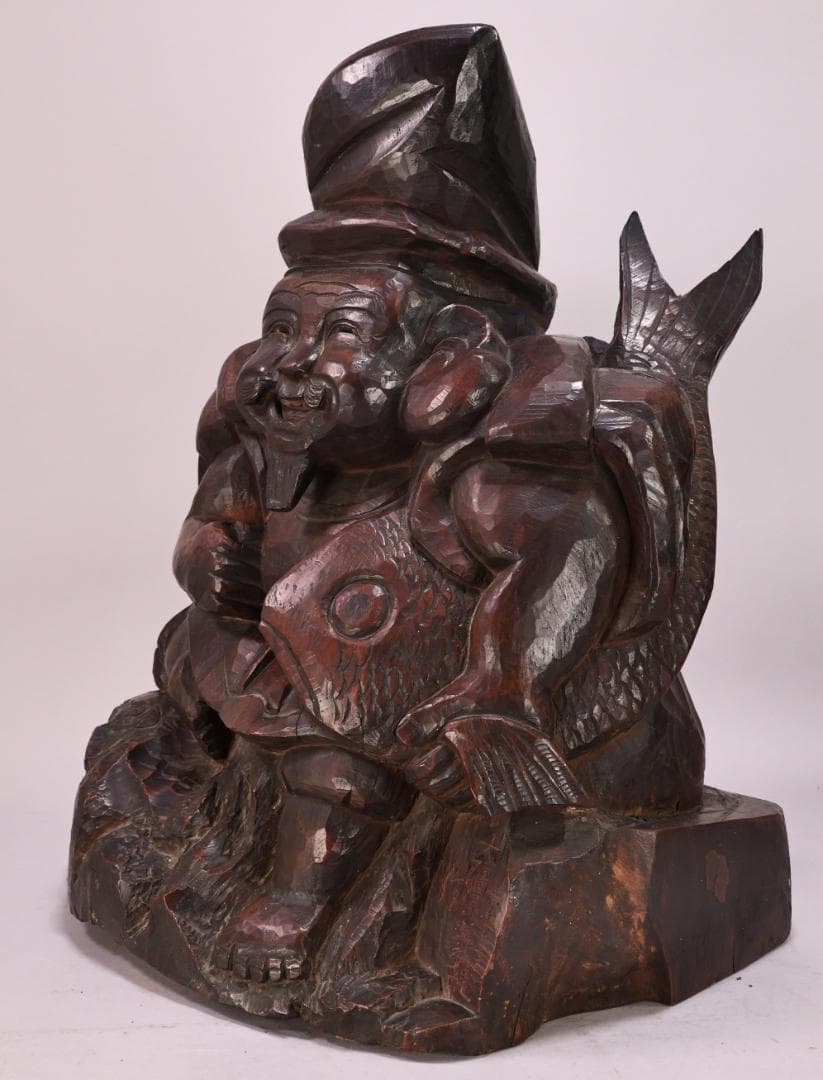 BK201 時代木彫 江戸期 大隅源義縄 作 恵比寿像 大黒像 玉眼 江戸