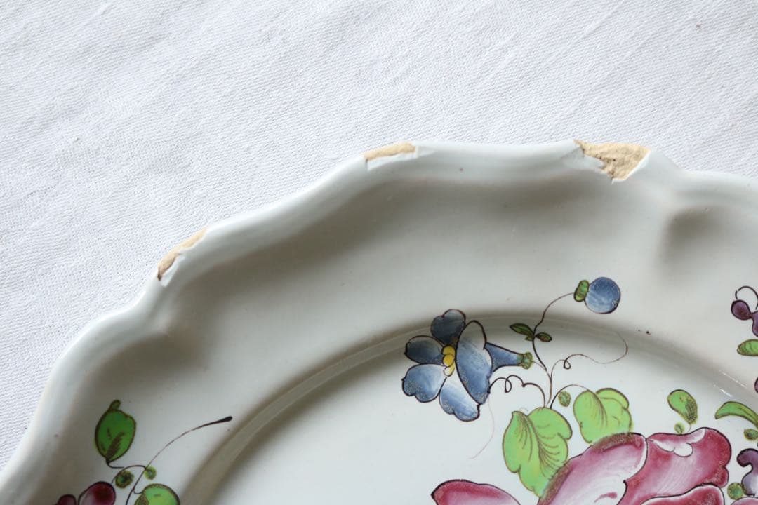 フランス アンティーク プレート 南仏 手描き チューリップ 手彩色 ぽ