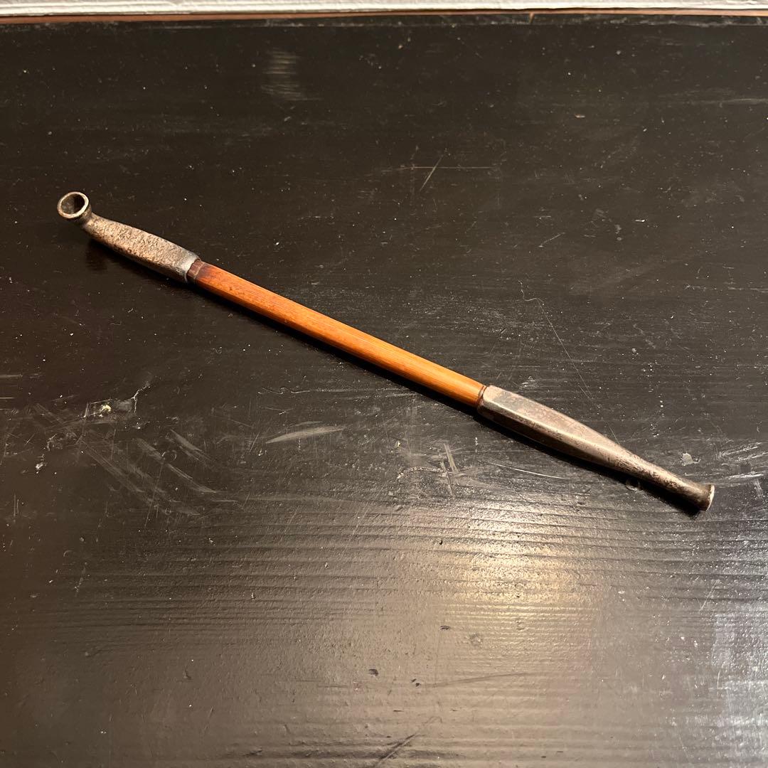 純銀製　刻印　キセル　時代物　送料無料　総重量48.8g 明治期 明視堂 純銀製 七寸延べキセル 時代物煙管 刻印あり｜Yahoo