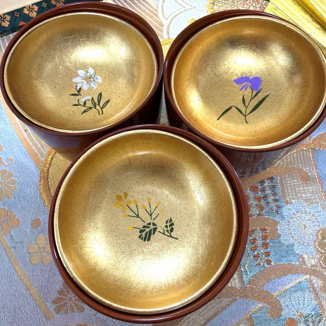 春　赤絵金彩小鉢　HOYAクリスタル亀甲つなぎ紋　No.5-3