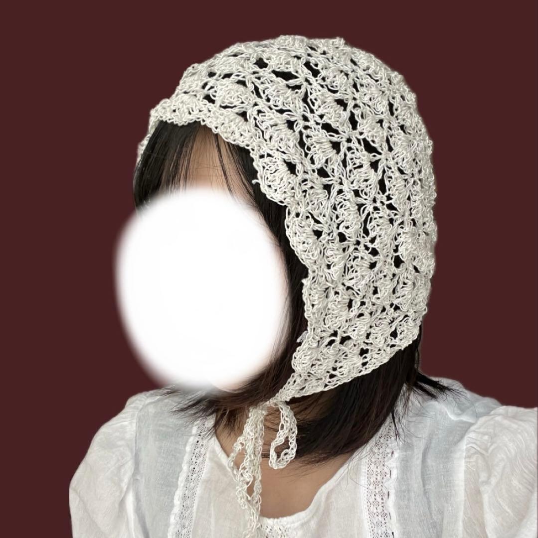 ボンネット フード 帽子 編み物 手編み ハンドメイド - メルカリ