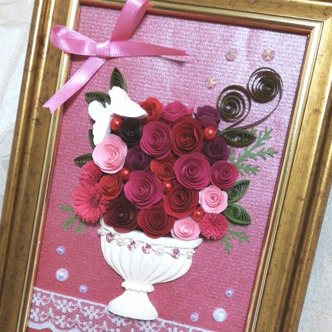 アロマストーン＊ペーパークイリング《薔薇レッド・フレーム》