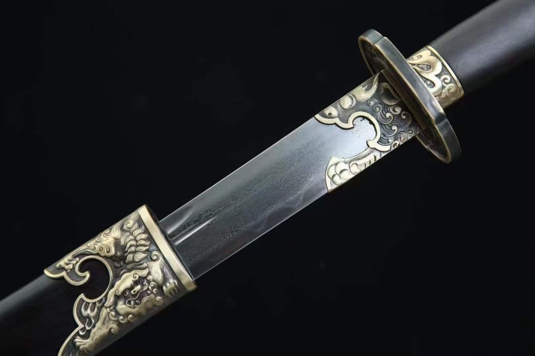 26寸獅子王争覇（黒檀金）古兵器 武具 刀装具 日本刀 模造刀 居合