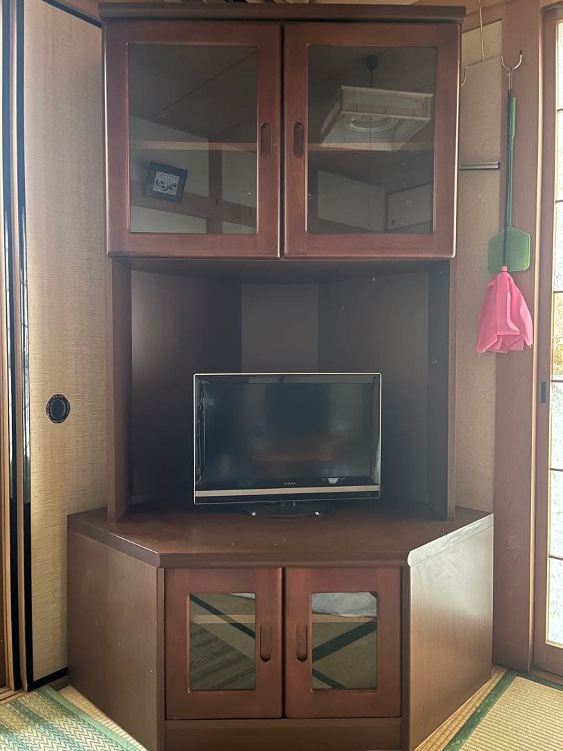 【送料込み】テレビ台コーナーボードニューモア　アンティーク　昭和レトロ イタリア製 象嵌 コーナー用テレビ台 クラシック アンティーク テレビ