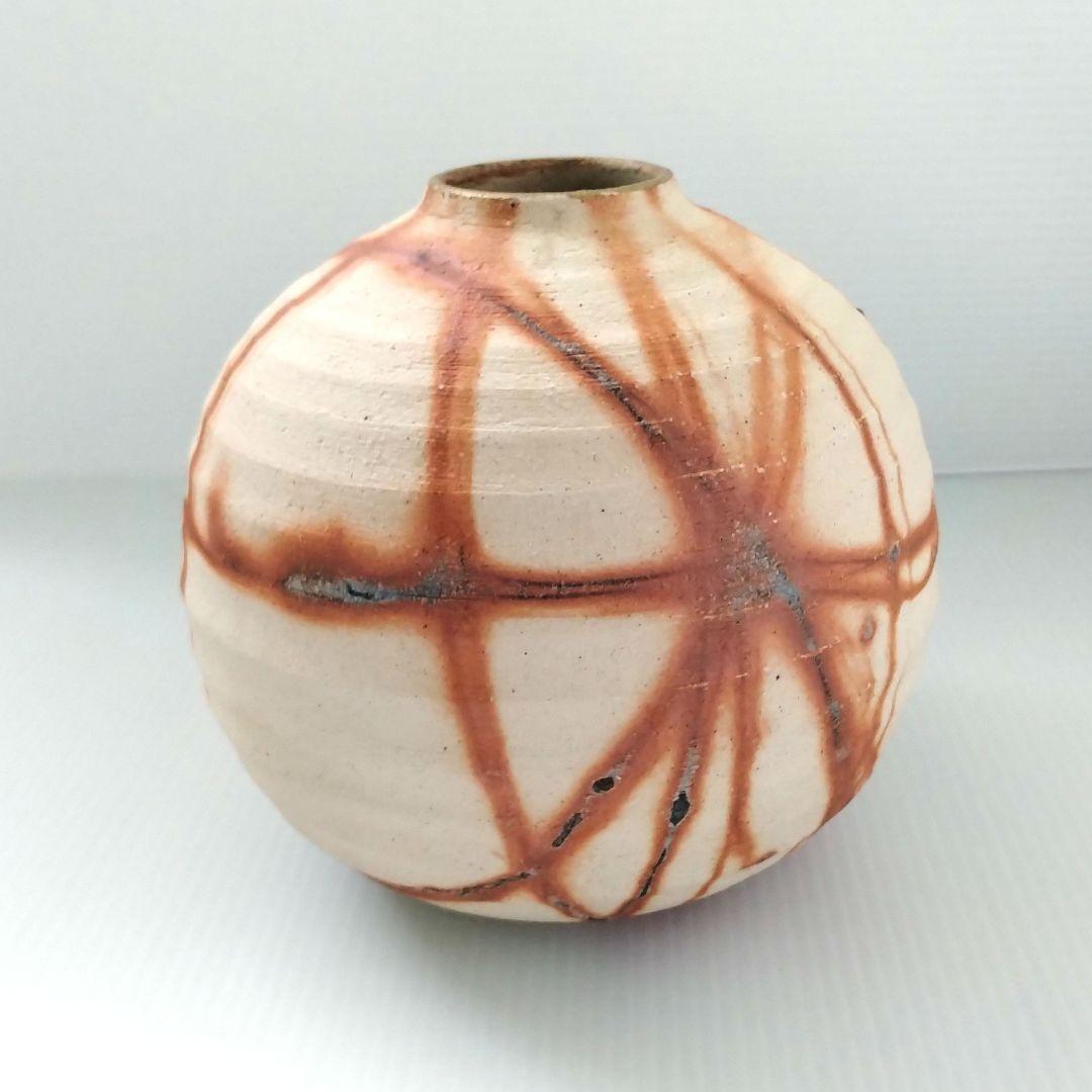 備前焼 緋襷 ヒダスキ 花器 壺型 たち吉 謹製 フラワーベース 花瓶 花入 花器/茶道具 花入れ 置用】 備前焼き 緋襷（ひだすき） 伊勢崎卓作