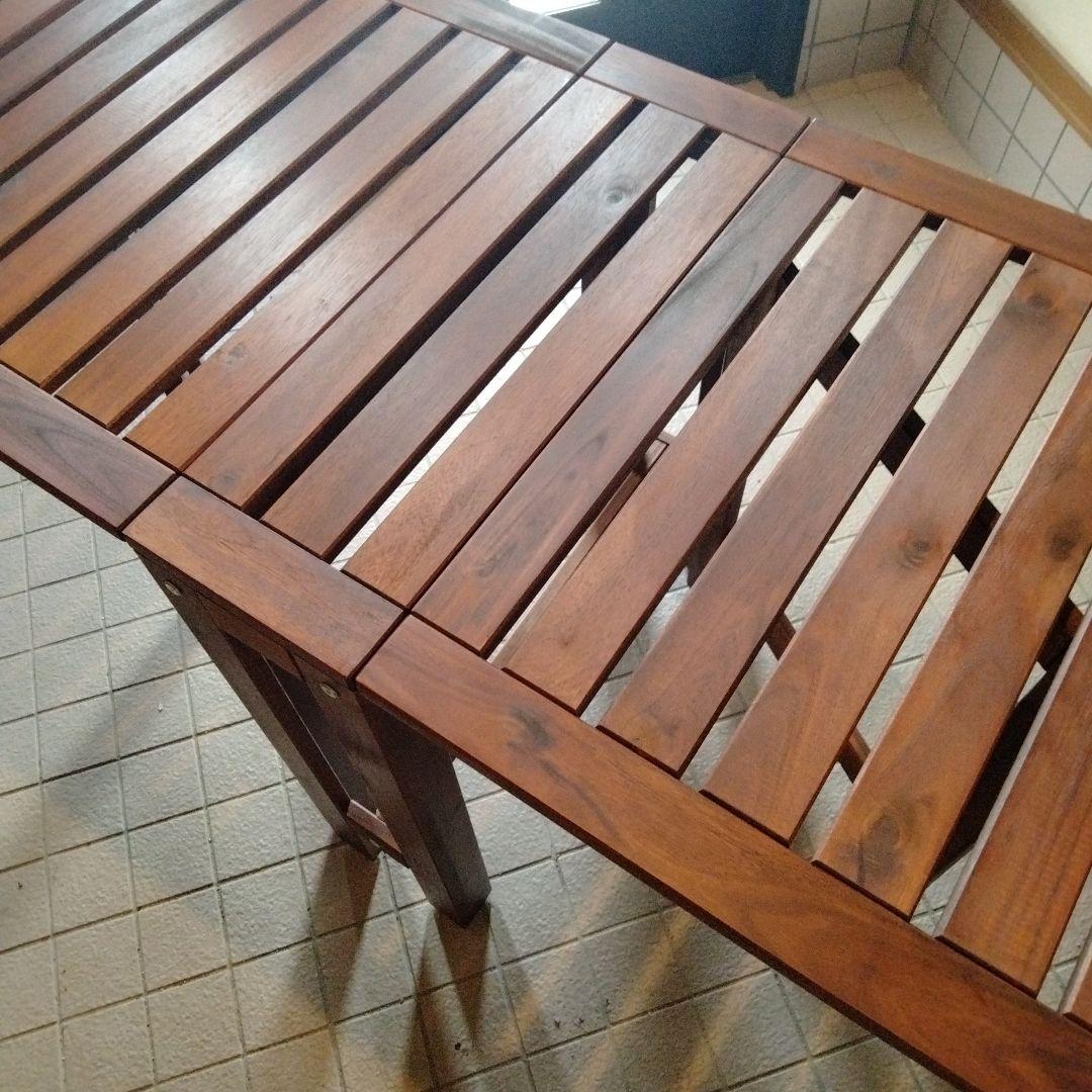 イケアIKEA エップラロー屋外用折り畳みテーブル-アルミホイール