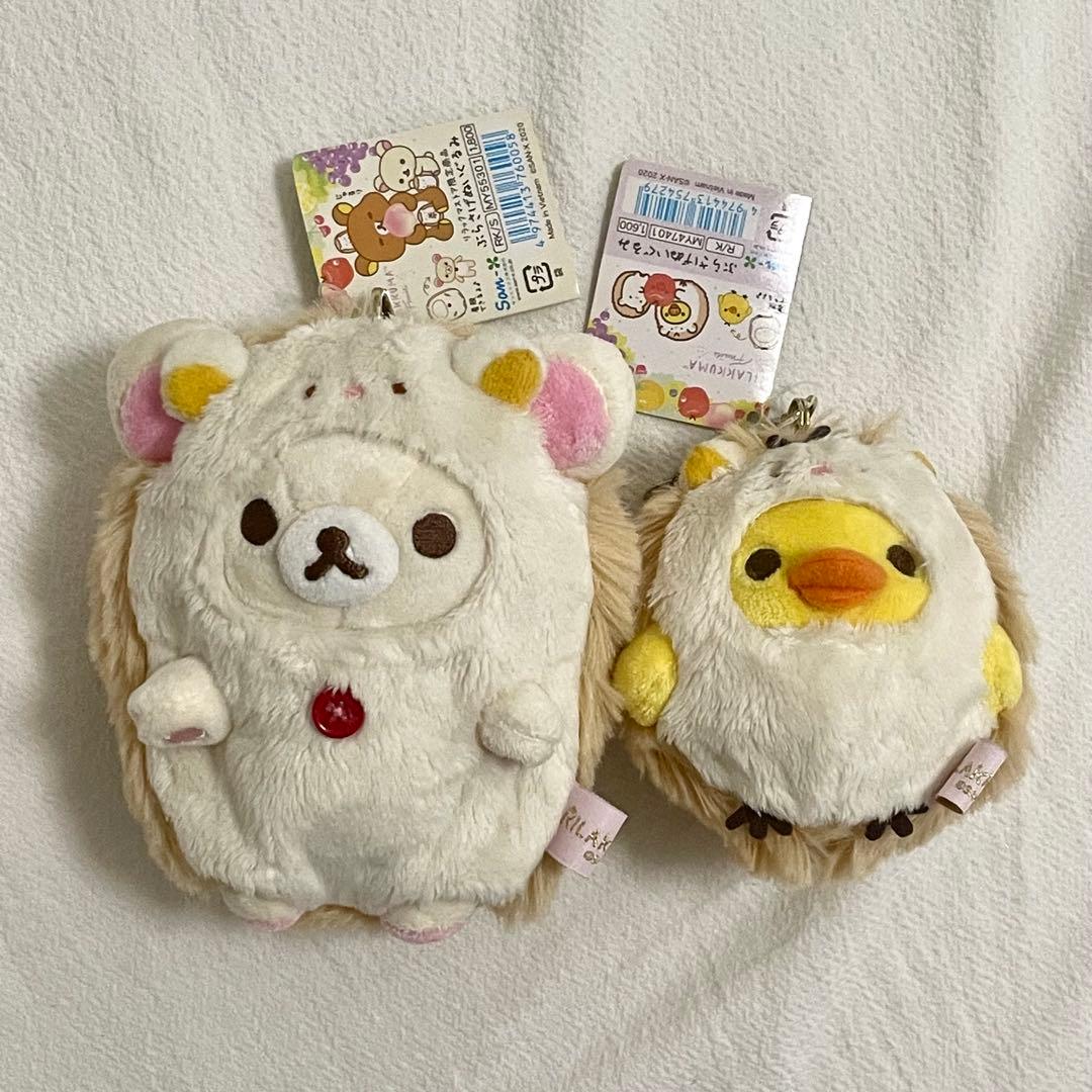 コリラックマ　キイロイトリ　ハリネズミ　ぬいぐるみ2点セット San-X（サンエックス） リラックマ はちみつの森のクリスマス てのり