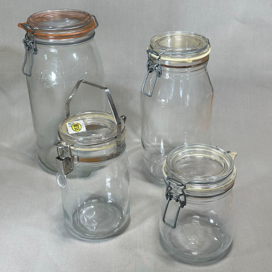 ガラスキャニスター ガラス製菓子瓶 5点セット◇菓子瓶 レトロ 当時物