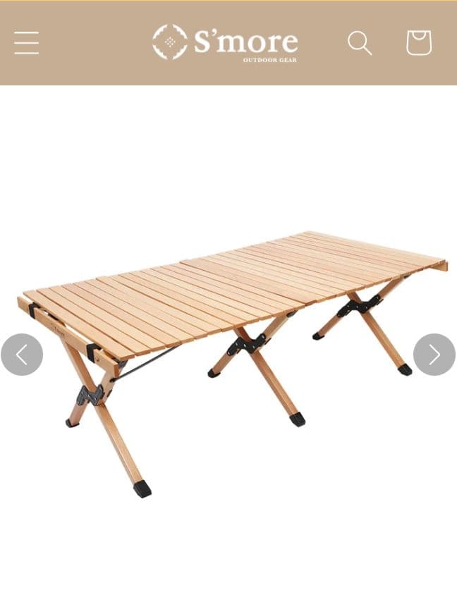 スモア　Woodi Roll Table 120cm【新品未開封】 Woodi Roll Table 】ウッディロールテーブル 天板は丸める木製テーブル