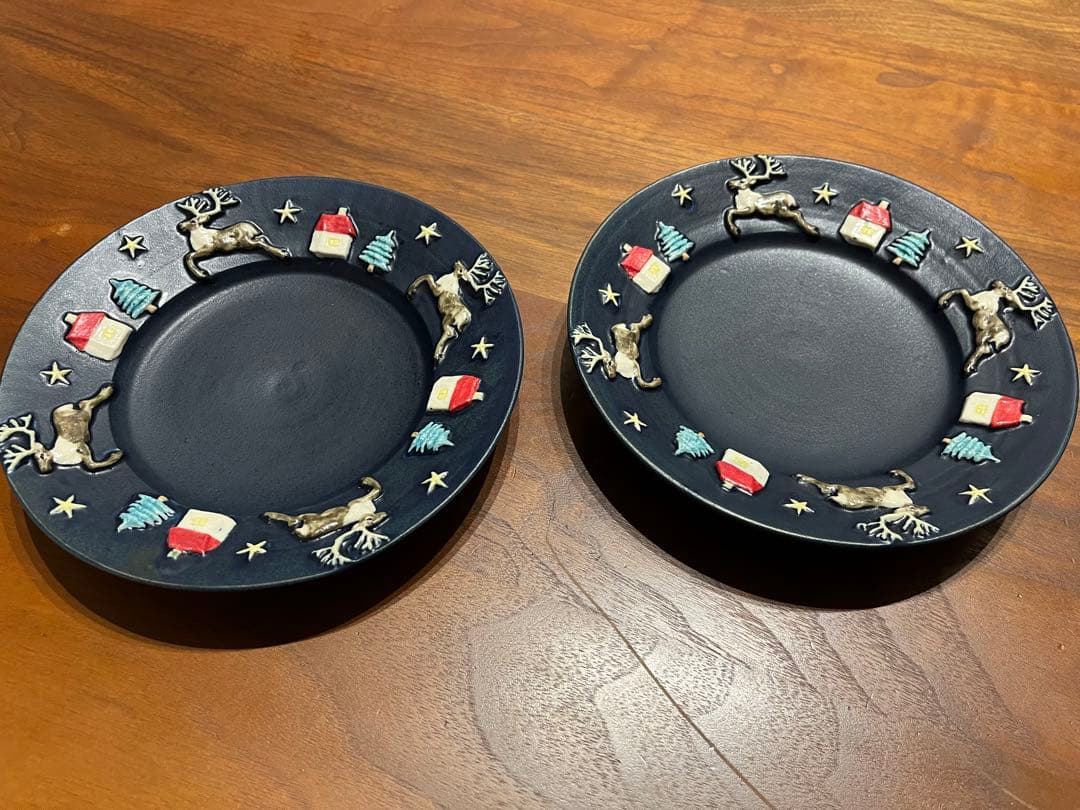 【未使用】佐々木忍さん　クリスマス　トナカイ　プレート　2枚セット