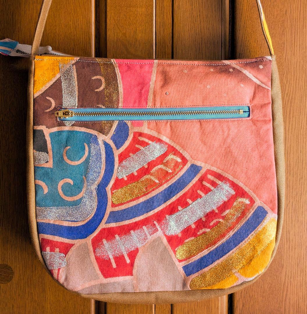 ショルダーバッグ 武者のぼり旗リメイク 柿渋染め×帆布 2026 武者の顔